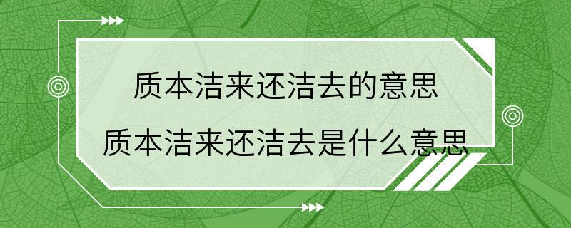 质本洁来还洁去的意思 质本洁来还洁去是什么意思