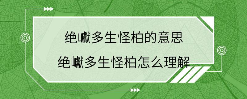 绝巘多生怪柏的意思 绝巘多生怪柏怎么理解