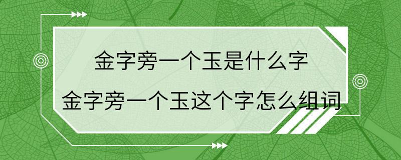 金字旁一个玉是什么字 金字旁一个玉这个字怎么组词