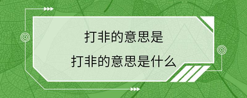 打非的意思是 打非的意思是什么