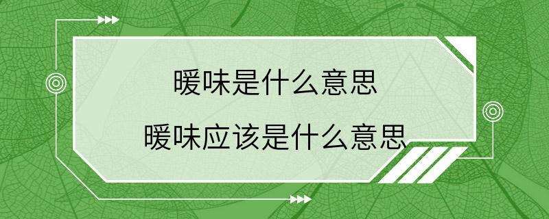 暖味是什么意思 暖味应该是什么意思