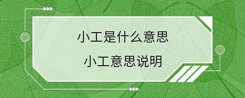 小工是什么意思 小工意思说明