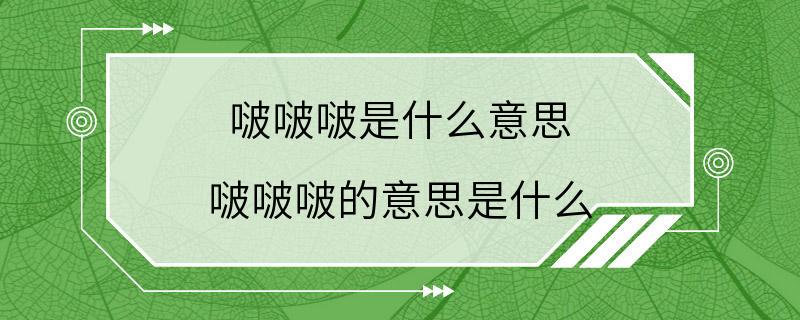 啵啵啵是什么意思 啵啵啵的意思是什么