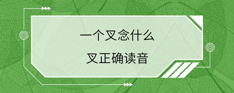 一个叉念什么 叉正确读音