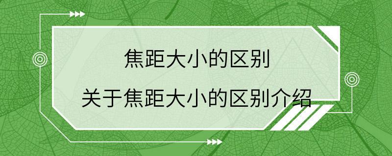 焦距大小的区别 关于焦距大小的区别介绍