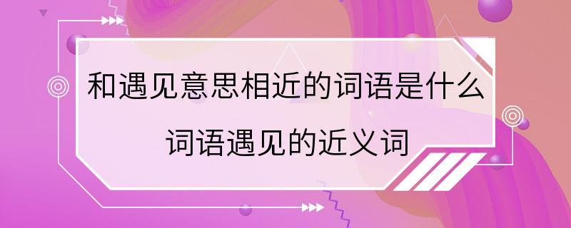 和遇见意思相近的词语是什么 词语遇见的近义词