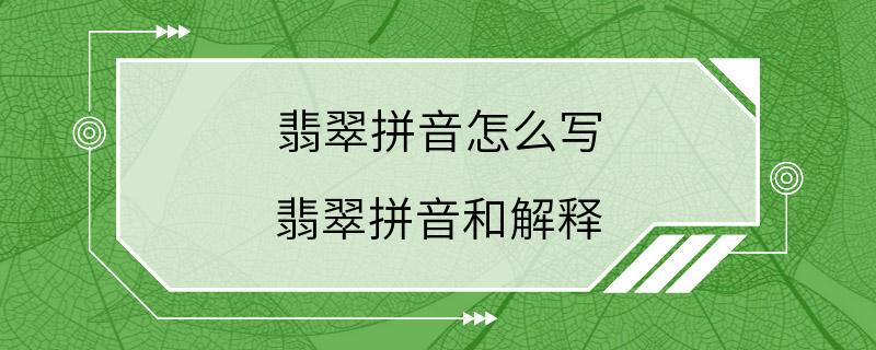 翡翠拼音怎么写 翡翠拼音和解释