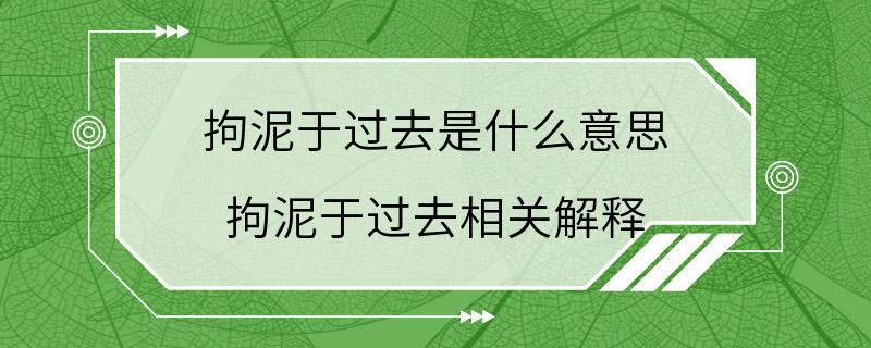 拘泥于过去是什么意思 拘泥于过去相关解释