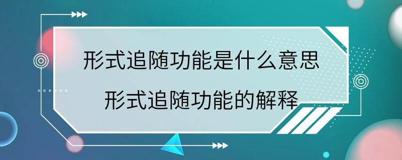 形式追随功能是什么意思 形式追随功能的解释