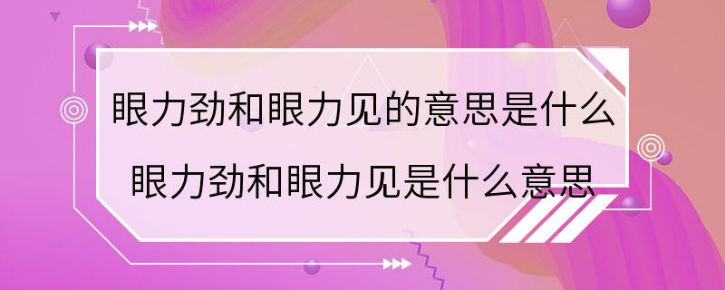 眼力劲和眼力见的意思是什么 眼力劲和眼力见是什么意思