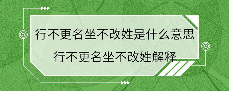 行不更名坐不改姓是什么意思 行不更名坐不改姓解释