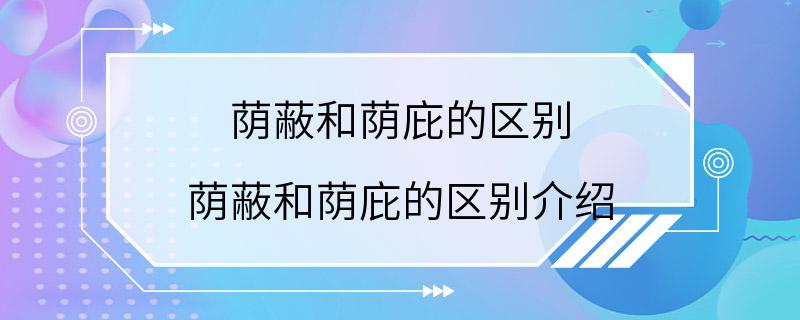 荫蔽和荫庇的区别 荫蔽和荫庇的区别介绍