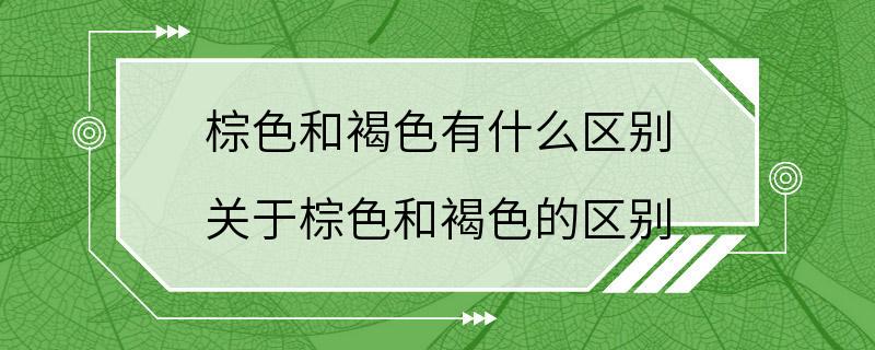 棕色和褐色有什么区别 关于棕色和褐色的区别