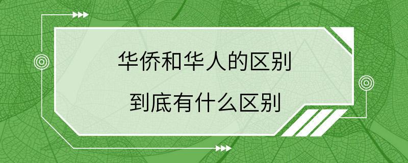 华侨和华人的区别 到底有什么区别