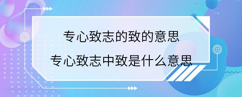 专心致志的致的意思 专心致志中致是什么意思