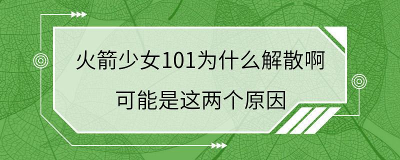 火箭少女101为什么解散啊 可能是这两个原因