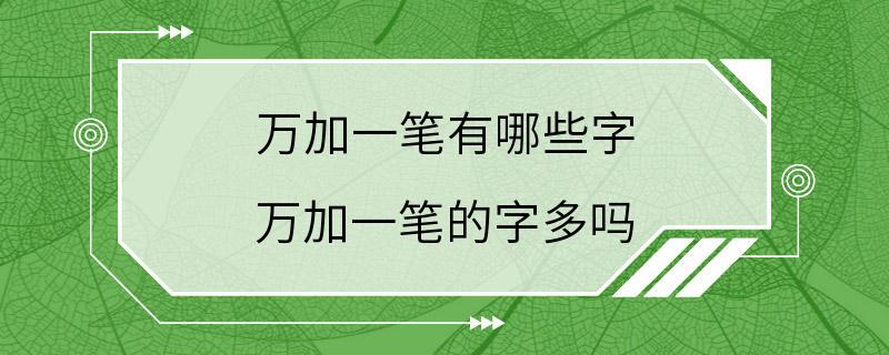 万加一笔有哪些字 万加一笔的字多吗