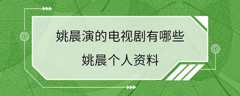 姚晨演的电视剧有哪些 姚晨个人资料