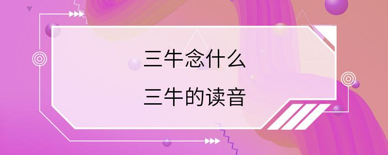 三牛念什么 三牛的读音