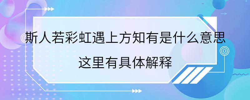 斯人若彩虹遇上方知有是什么意思 这里有具体解释