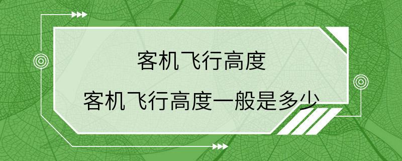 客机飞行高度 客机飞行高度一般是多少