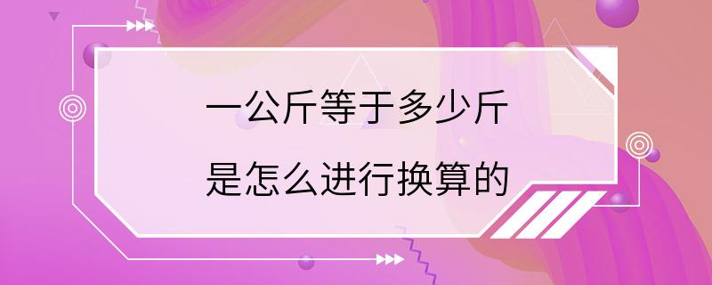 一公斤等于多少斤 是怎么进行换算的