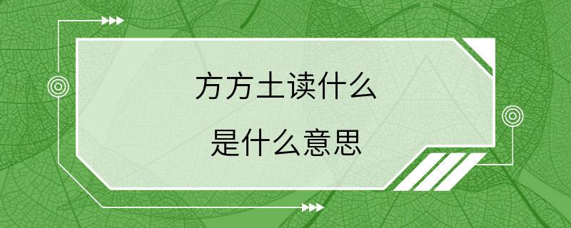 方方土读什么 是什么意思