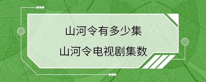 山河令有多少集 山河令电视剧集数