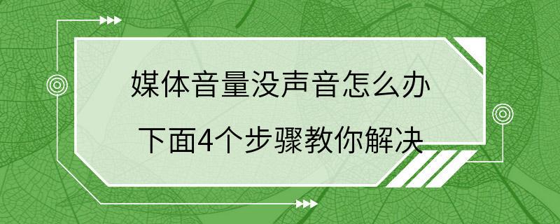 媒体音量没声音怎么办 下面4个步骤教你解决