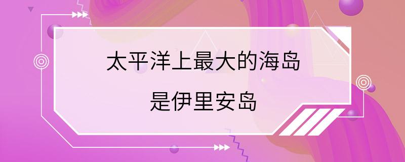 太平洋上最大的海岛 是伊里安岛