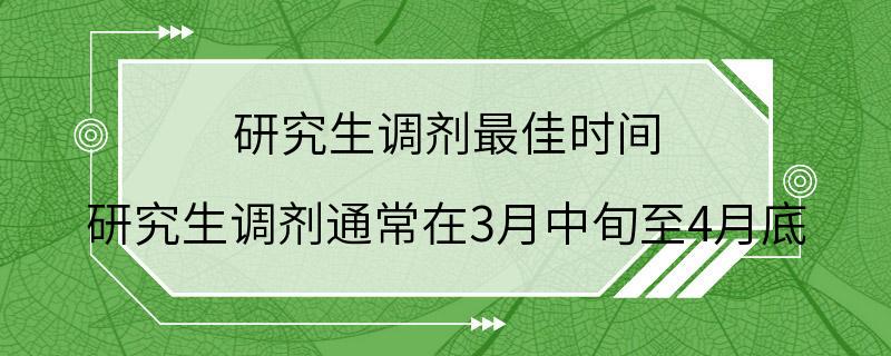 研究生调剂最佳时间 研究生调剂通常在3月中旬至4月底