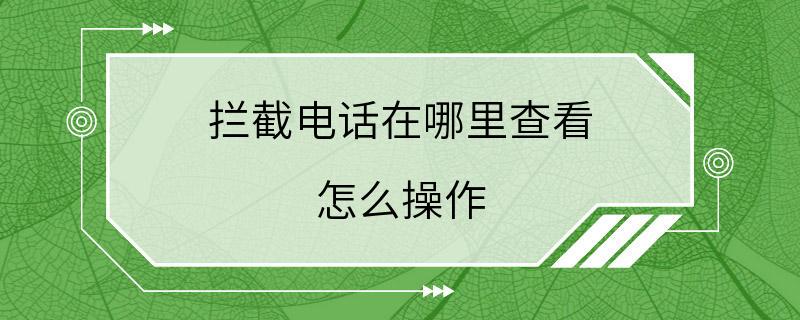 拦截电话在哪里查看 怎么操作