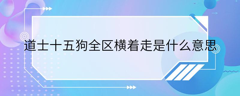 道士十五狗全区横着走是什么意思