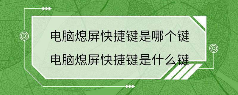 电脑熄屏快捷键是哪个键 电脑熄屏快捷键是什么键