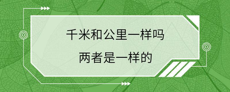 千米和公里一样吗 两者是一样的