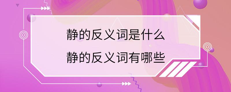 静的反义词是什么 静的反义词有哪些