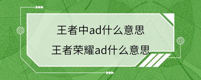 王者中ad什么意思 王者荣耀ad什么意思