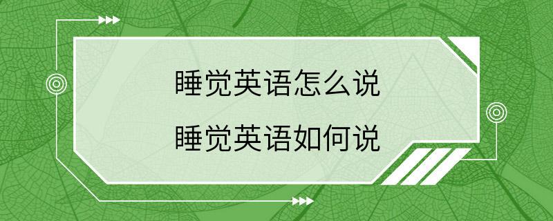 睡觉英语怎么说 睡觉英语如何说