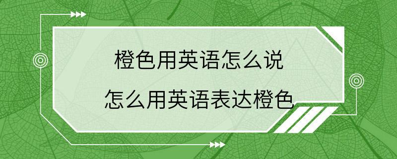 橙色用英语怎么说 怎么用英语表达橙色