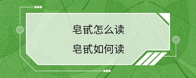 皂甙怎么读 皂甙如何读