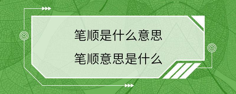 笔顺是什么意思 笔顺意思是什么