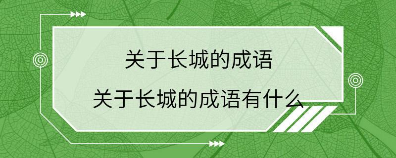 关于长城的成语 关于长城的成语有什么