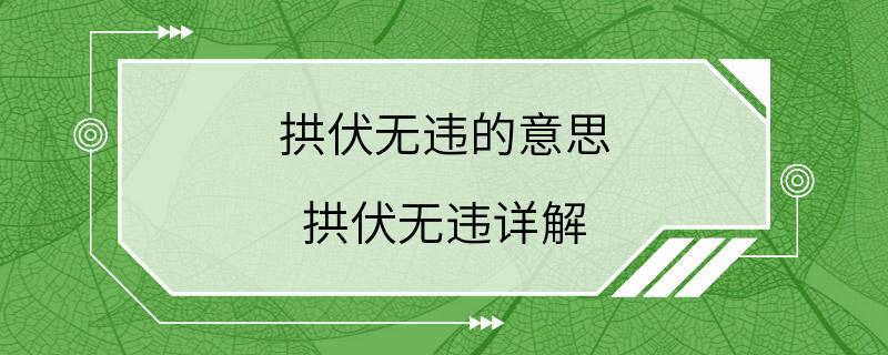 拱伏无违的意思 拱伏无违详解