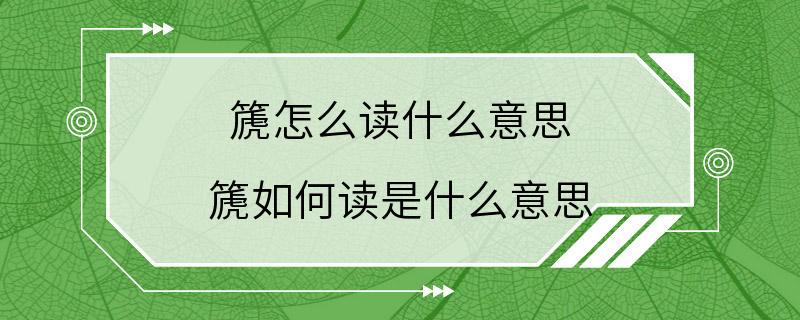 篪怎么读什么意思 篪如何读是什么意思