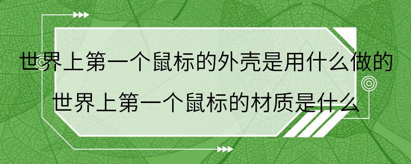 世界上第一个鼠标的外壳是用什么做的 世界上第一个鼠标的材质是什么