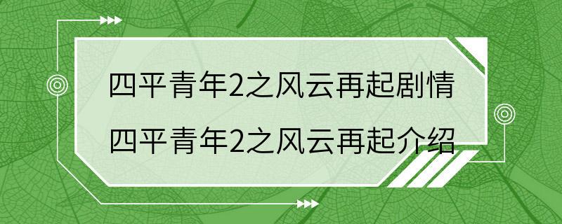 四平青年2之风云再起剧情 四平青年2之风云再起介绍