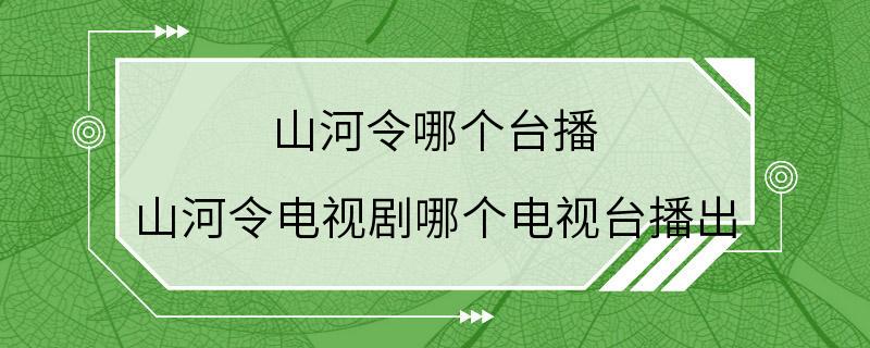 山河令哪个台播 山河令电视剧哪个电视台播出