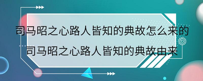 司马昭之心路人皆知的典故怎么来的 司马昭之心路人皆知的典故由来