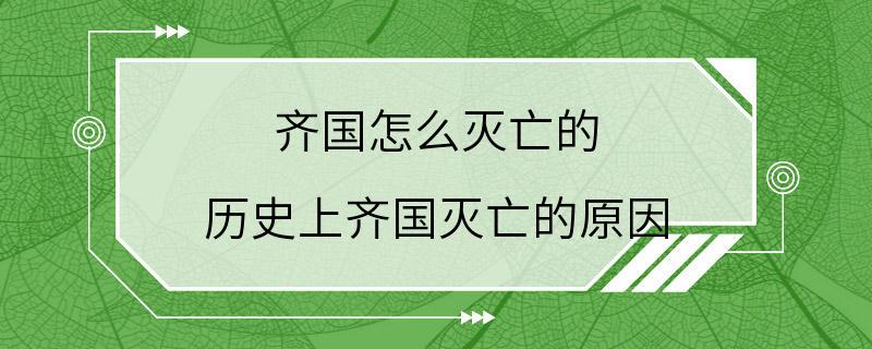 齐国怎么灭亡的 历史上齐国灭亡的原因