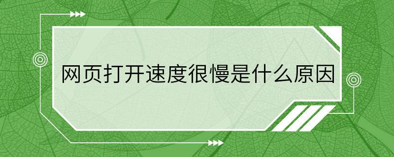 网页打开速度很慢是什么原因